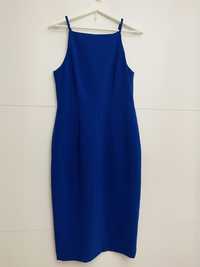 Синя плътна рокля HM размер 40