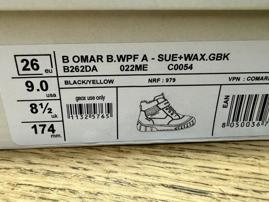 Ghete Geox B Omar B Wpf, Black Yellow, marimea 26