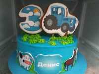 Торт Синий трактор. Торт на день рождения.