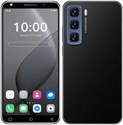 Нов черен евтин Компактен смартфон 5" 3G, 16GB, двойна камера, Face ID