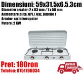 Plita Aragaz 3 Ochiuri Arzator Camping Bucatarie Alb LivratGRATUIT GL