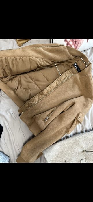 Късо кафяво бомбър  зимно палто zara ЗАРА С размер