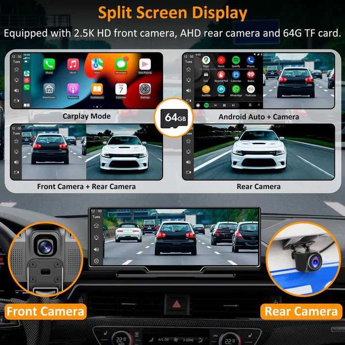 Мултимедия с Carplay, Android Auto от Westods  9.3" две камери, карта