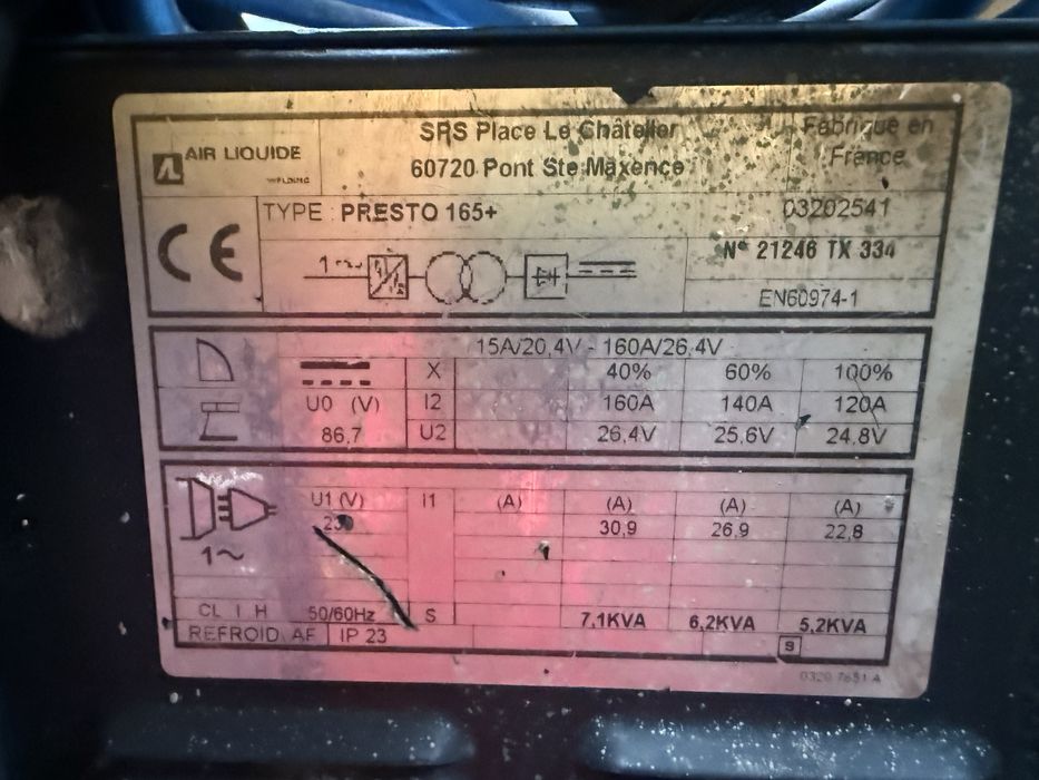 Aparat de sudura electrod / MMA Saf Fro Presto 165 + / 160a / 220v