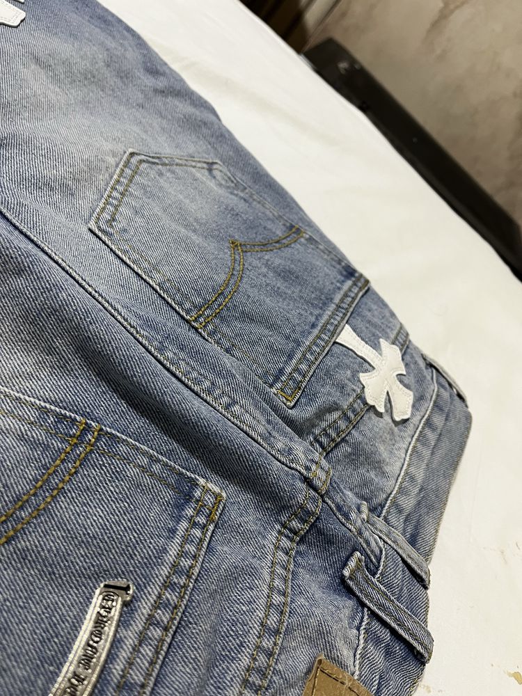 pantaloni chrome hearts albastri