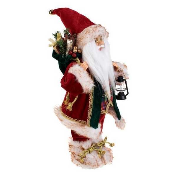 Коледна реалистична фигура Дядо Коледа с чувал и фенер, 45cm