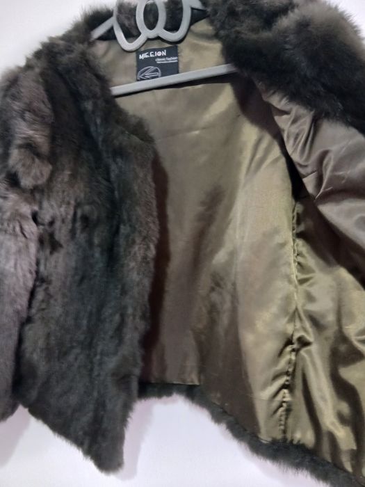 Scurta dama blana naturala iepure culoare verde negru marime M sau 40