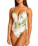 Costum de baie crem cu imprimeu River Island mas 36/S nou cu eticheta