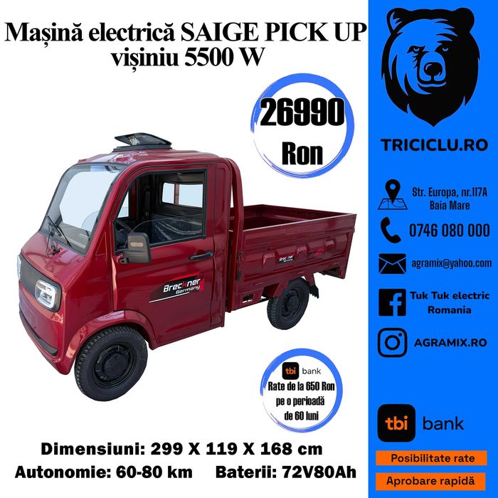 Cvadriciclu electric omologabil Pickup saige nou