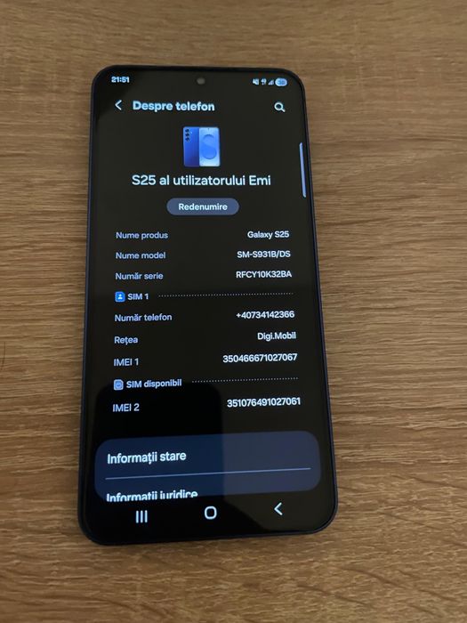 Vând samsung galaxy s25
