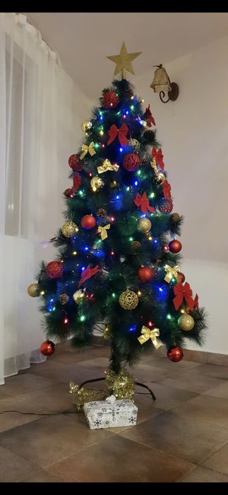 Коледна елха с лампички и украса 180см