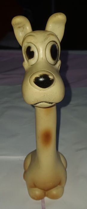 Cauciuc anii '60 "Neck Dog Caine cu Gat Lung" H: 22 cm Made in England
