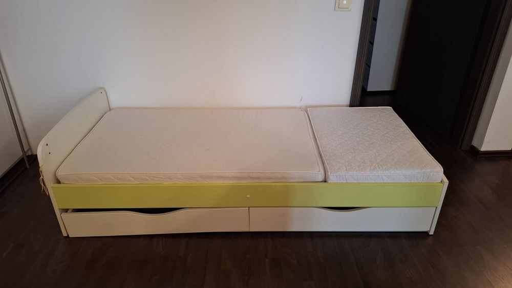 Pat copii cu noptiera 175 x 75 cu patut bebelus