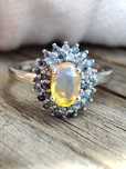 925 inel argint cu opal si safir masura 17.5