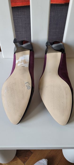 Pantofi cu toc, piele întoarsă mov masura 36