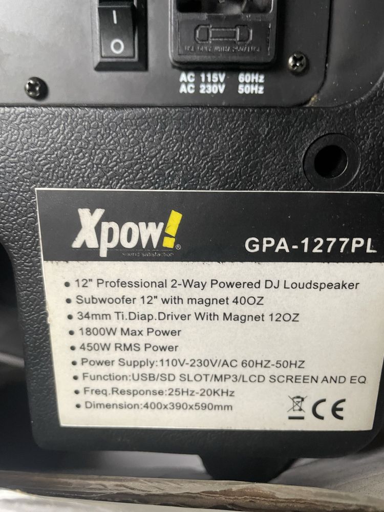 Xpow! Boxa Subwoofer  Professional Dj 1800 Max Power