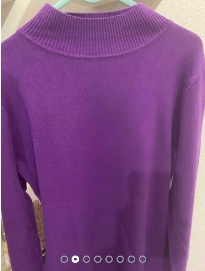 Pulover dama mov, gat scurt/semi, nou, S/M