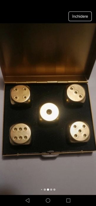Set de joc de 5 zaruri premium de alama, nou în cutie