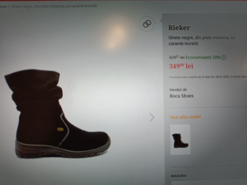 Ghete dama, Rieker, piele întoarsă, 38