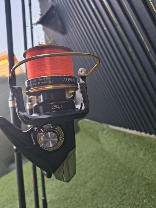 Set 4 lansete Carp 3.9m 3 seg 3.75 lbs + 4 mulinete AQ9000 18+1 rulmen