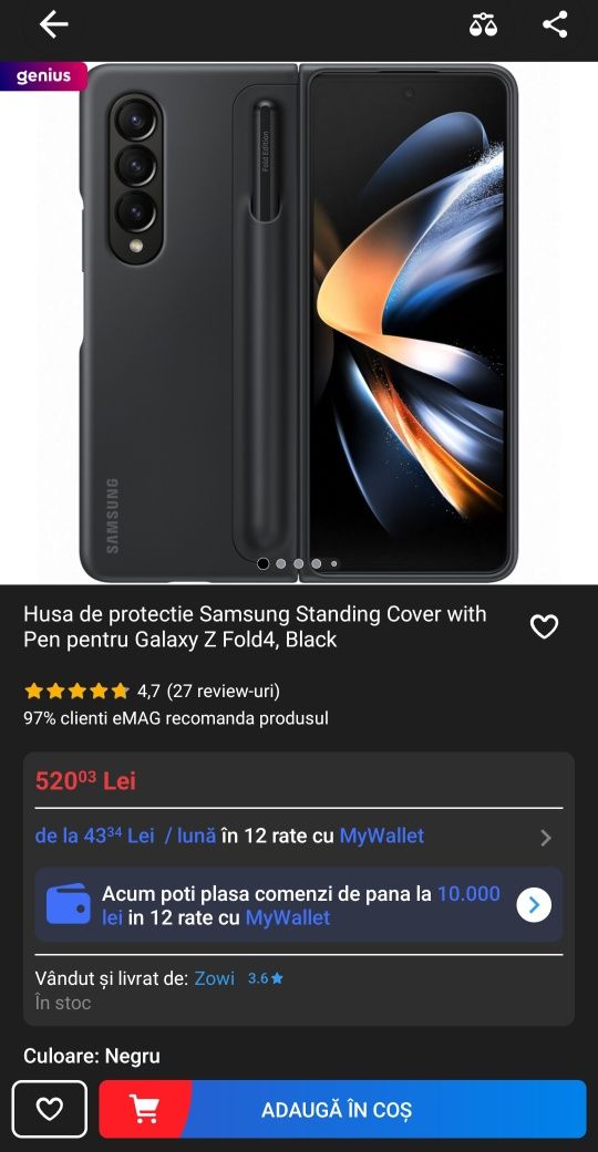 Husa originala Samsung Standing Cover with Pen Galaxy Z Fold 4 F936