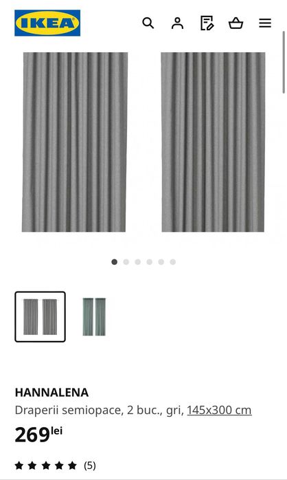 Draperii semiopace IKEA 145x300 cm