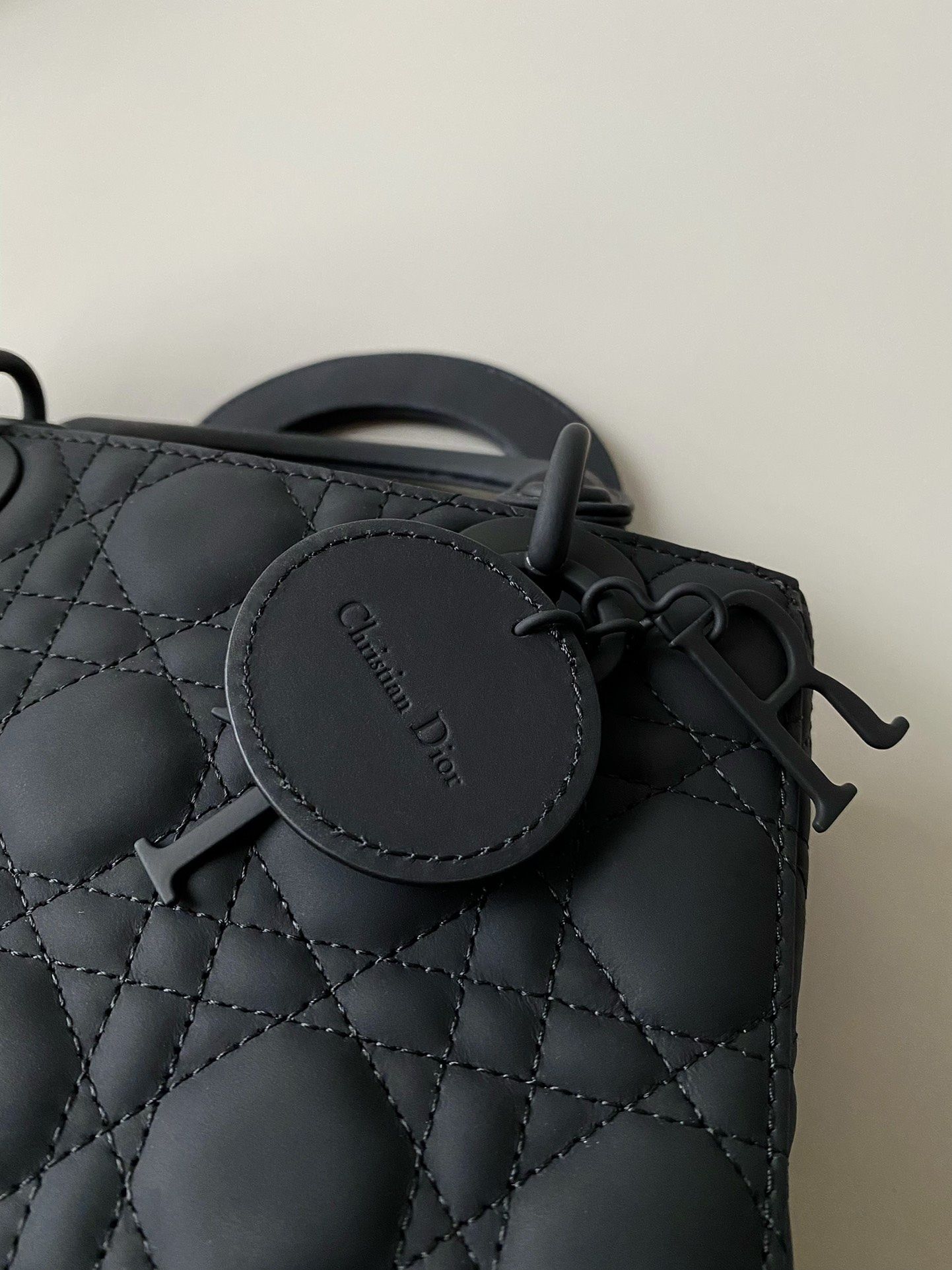 Geanta Christian Dior Lady 20cm negru mat, Premium