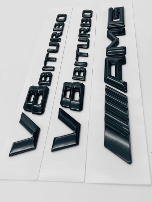 Set embleme compatibile Mercedes V8 biturbo AMG negru
