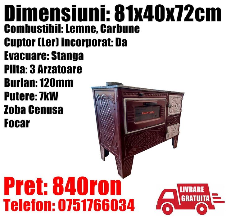 Soba Spor Plita Cuptor Ler Masina Gatit Bucatarie 7kw Diametru 120mm