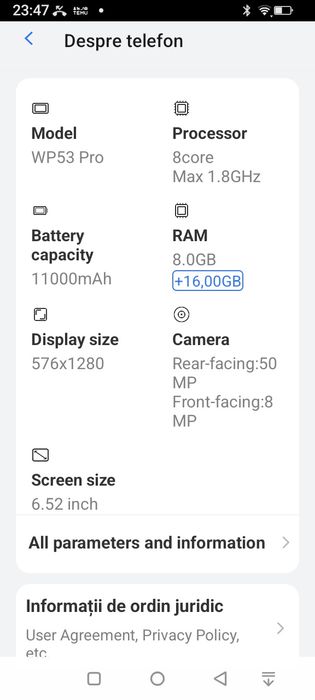 Vând telefon  wp53 pro   spart ecranul