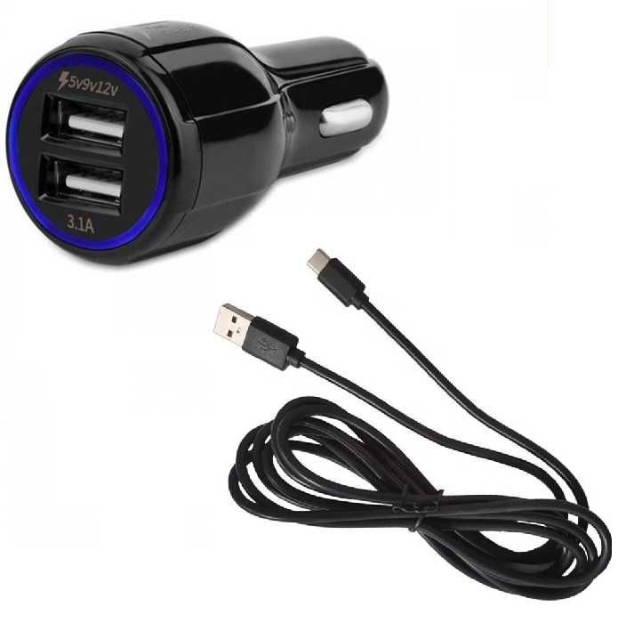 Комплект USB зарядно за кола/автомобил  с кабел Type-c - T17