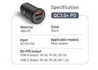 Incarcator auto rapid fast-charge USB-C, USB-A 48W