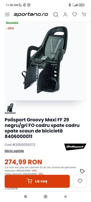 Scaun copil bicicleta Polisport Groovy FF
