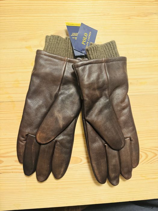 Mănuși Polo Ralph Lauren 2 în 1 din piele de oaie și lână merinos