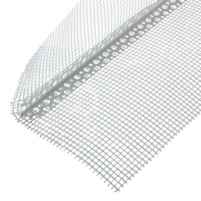 Уголок перфорированный ПВХ с сеткой . Уголок откосный металический