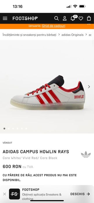 Adidas Campus Howlin Rays , piele naturala , cutie , nr 42