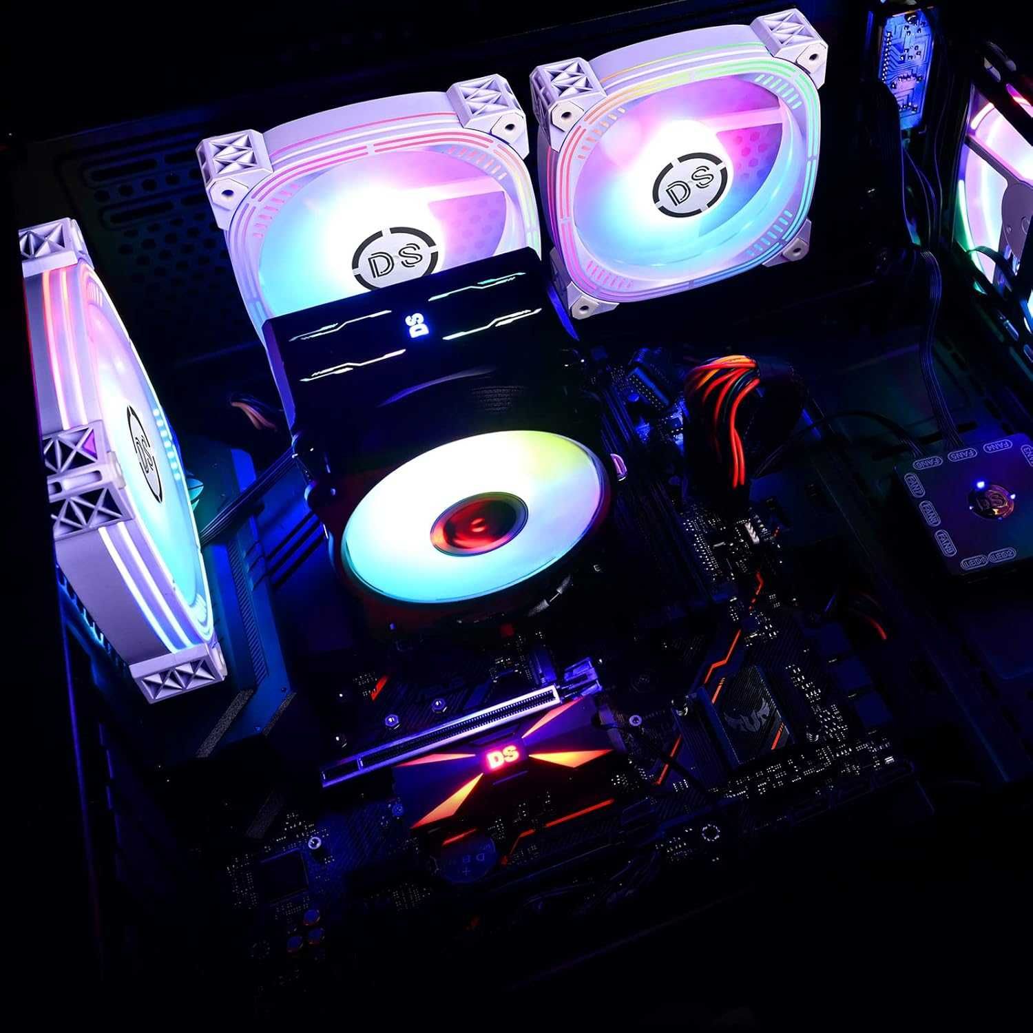 DS адресируеми RGB 120MM LED  6 бр. вентилатори с контролер