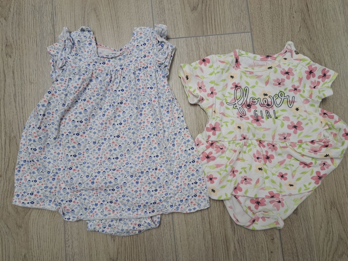 Lot haine de vara (rochii, tricouri, body) pentru fetiță, mărimea 74