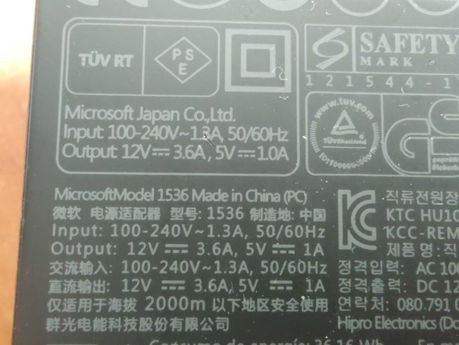 Adaptor alimentator Microsoft A1536 Tableta Surface RT Surface Pro 2