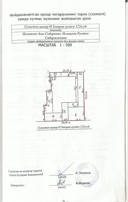 Продаётся 12 Соток. Город Гулистан, улица Насыра Зокирова (122А)