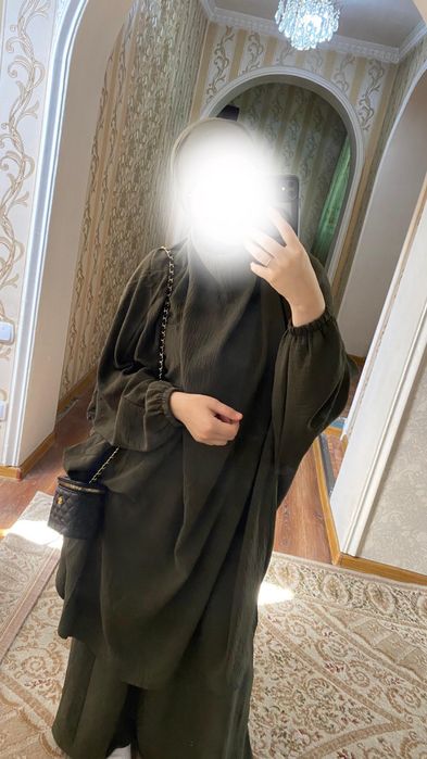 Джильбаб темно зеленый цвет