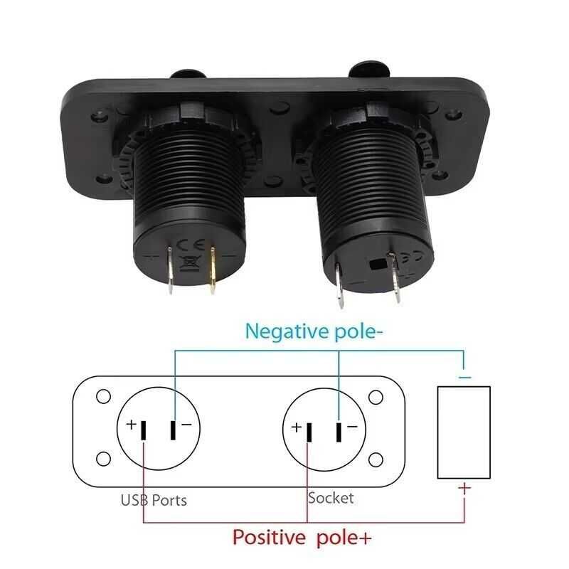 Панел за Вграждане USB и гнездо за запалка 12V за каравана бус лодка