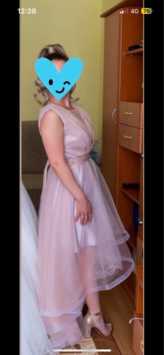 Rochie eleganta roz pal din voal