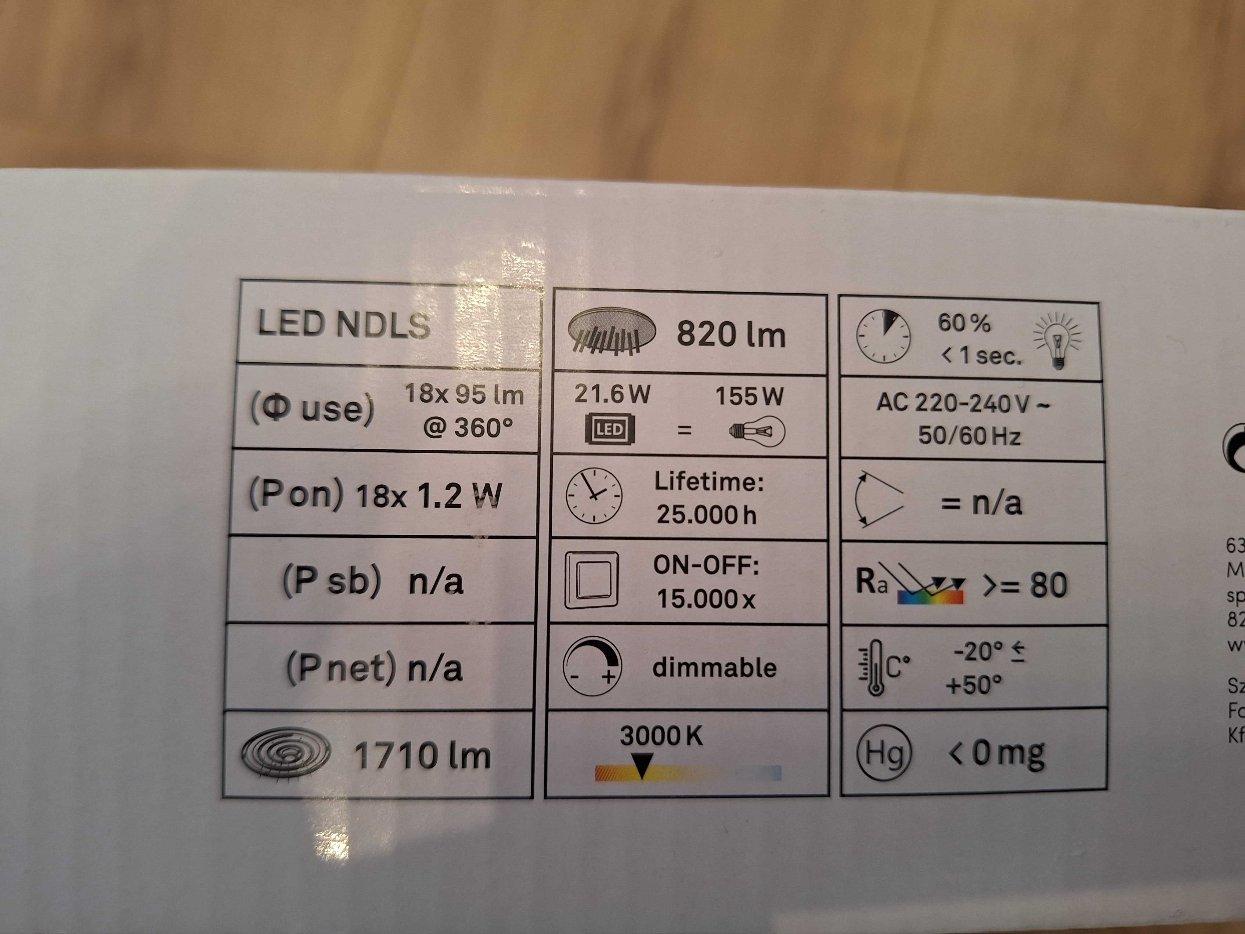 Luca Bessoni Britta LED Лампион 18W 3000L 1600Lm, Нова, неразопакована