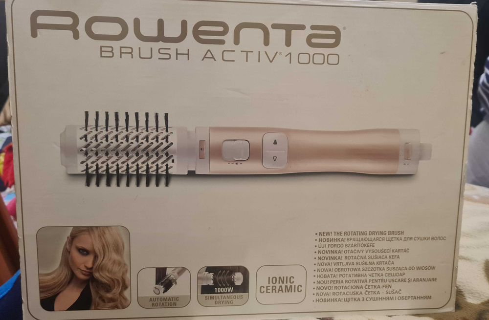 Perie rotativa Rowenta noua, 1000W 2 perii, rotire automata, uscare