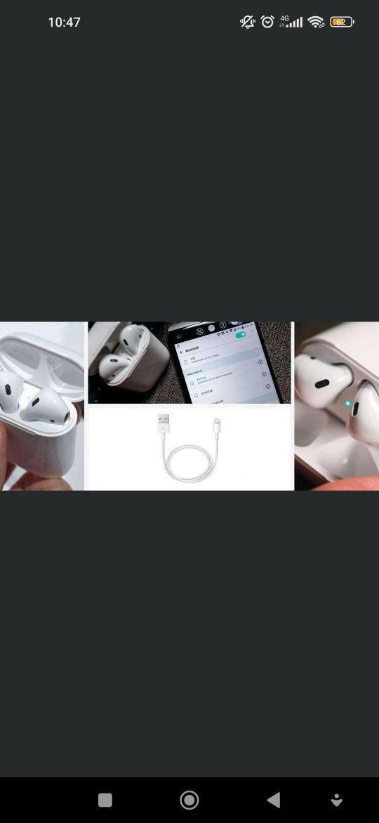 Беспроводные наушники AirPods + кабель для iPhone