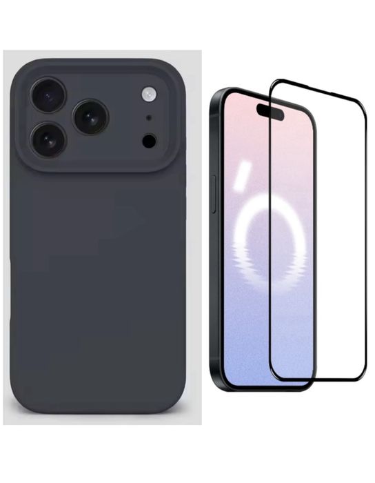 Husa Silicon Plate si Folie Sticla Curbata - Iphone 17 AIR PRO MAX