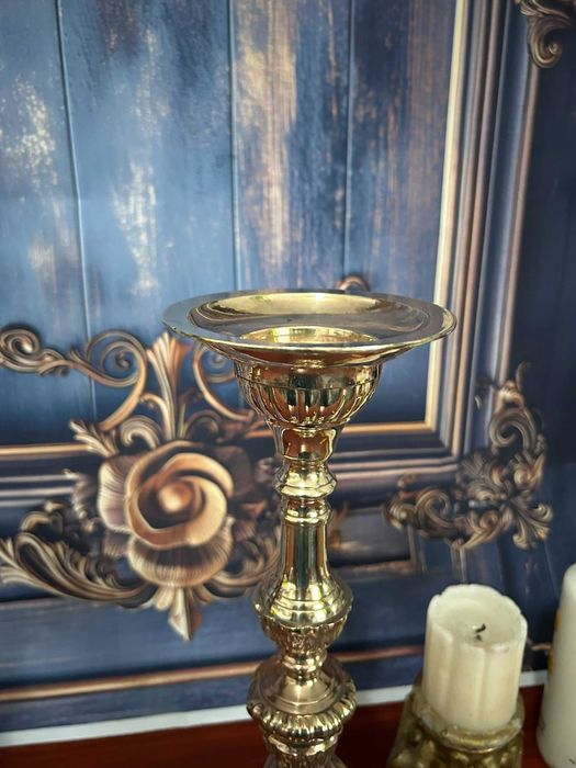 DN514 Set 2 sfesnice masive superbe mari 1,2kg 34cm h 10,5 cm diametru