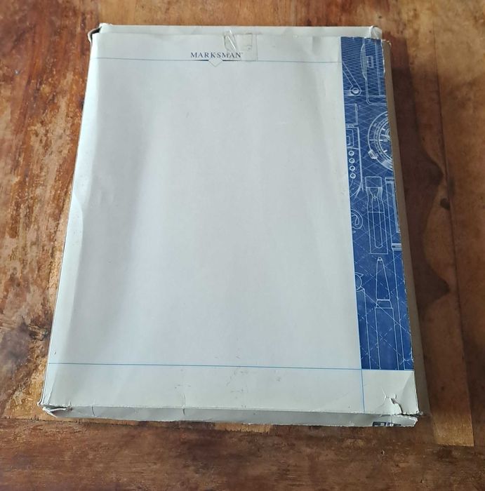 папка за документи класьор 4 ринга син кожа с цип Марксман Marksman А4