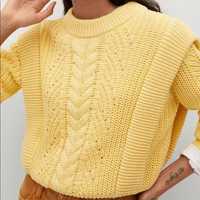 Скъсен жълт пуловер Mango